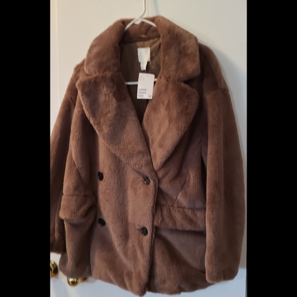NWT H&M FAUX FUR COAT SIZE SMALL - Picture 3 of 11